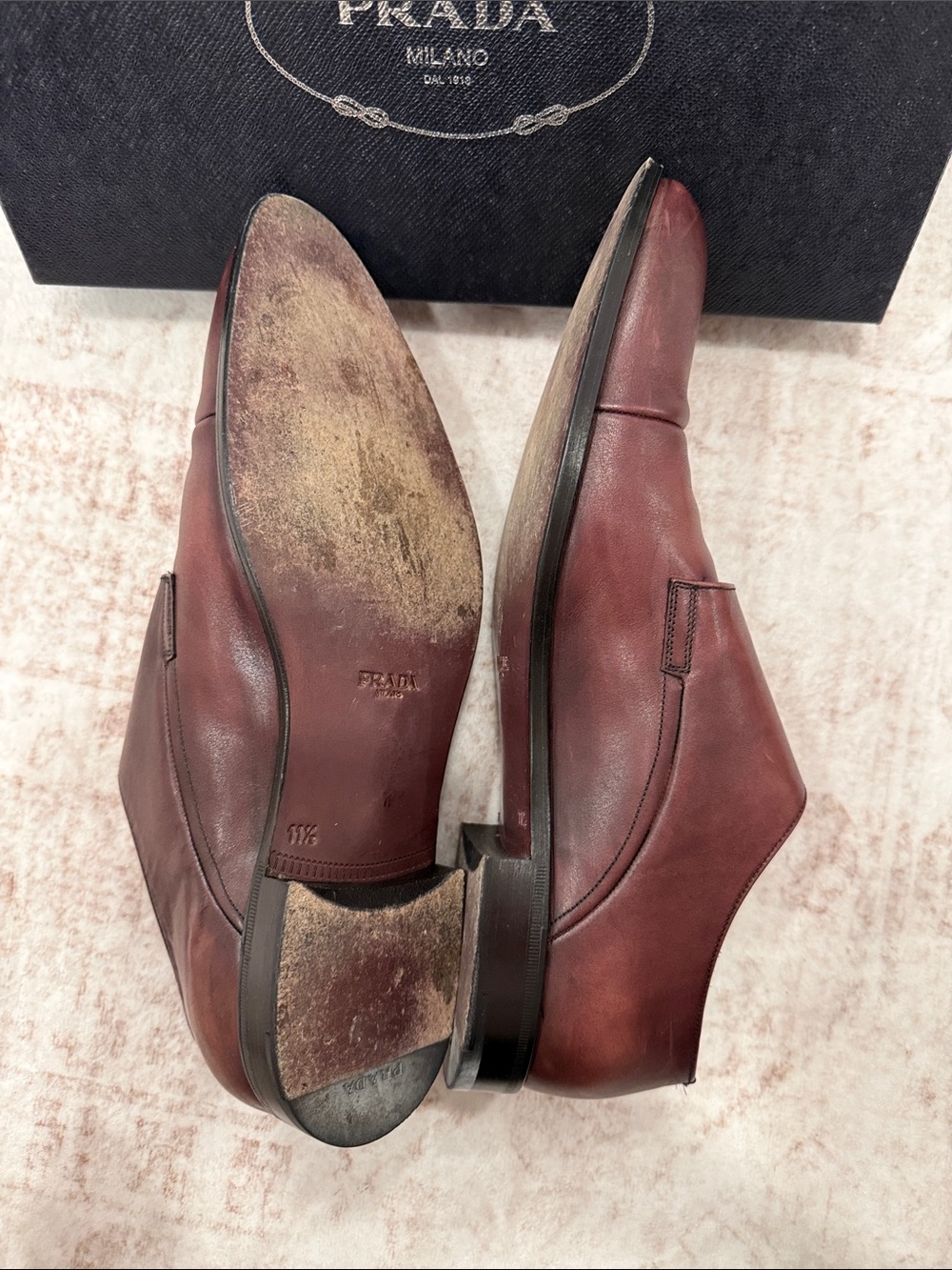RARE Prada Cordovan Double Monk Strap Dress Shoes Men’s 11.5 w box - Picture 6 of 6